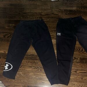 Two Pair Under Armour Official Black Sweatpants. Men’s Large. Elastic Waists.